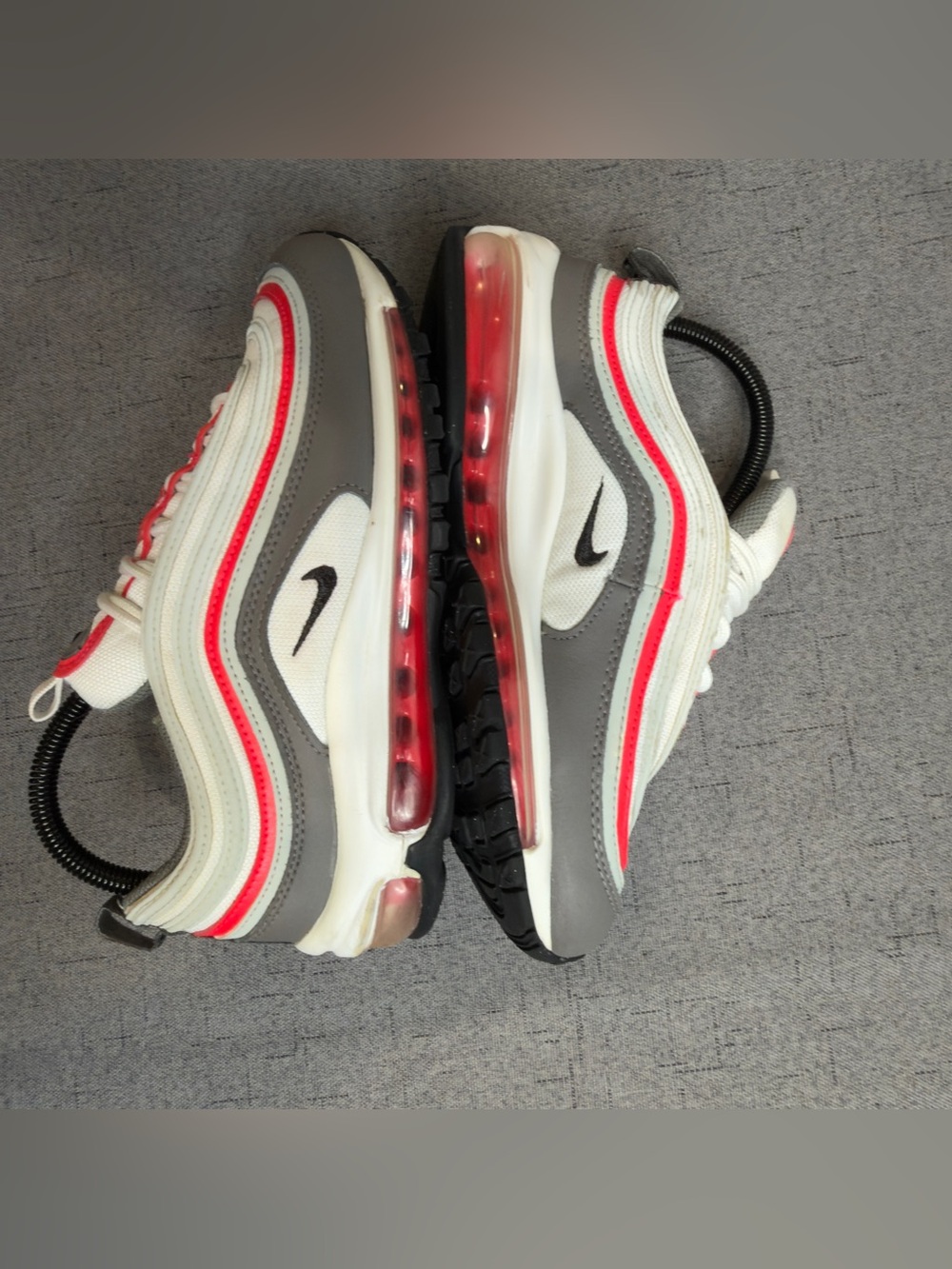 Nike Air Max 97 GS White Gray Red Running Shoes Youth Size 6Y Women 7.5 - Picture 4 of 10